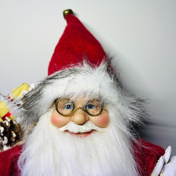 Hanna's Handiworks Santa Claus Figure Standing Holding Snow Skis 25" Red & Gray - Picture 2 of 16